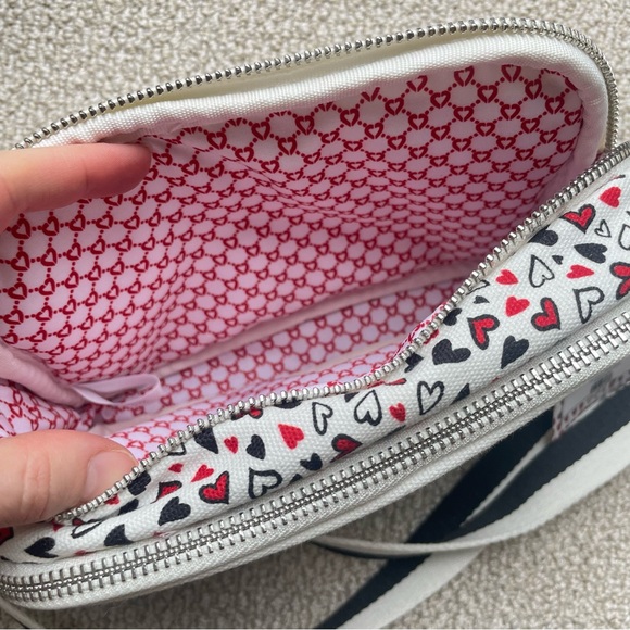 NEW Brighton LOVE SCROLL Canvas Love White/Black/Red Heart Crossbody Bag NWT - Picture 9 of 9